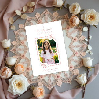 Invitación Marco Botánico Floral Rosa Romántico Exquisito