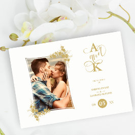 Invitación Marco botánico moderno de oro falso de lujo