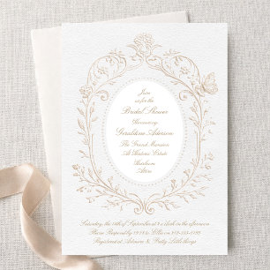 Invitación Marco Botánico Rococó de Antigüedad para Bridal Sh