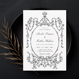 Invitación Marco clásico Boda blanco y negro
