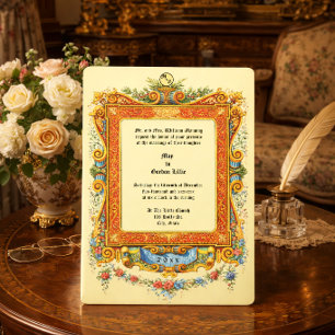 Invitación Marco Colorido Retro con Rollo de la Era Victorian