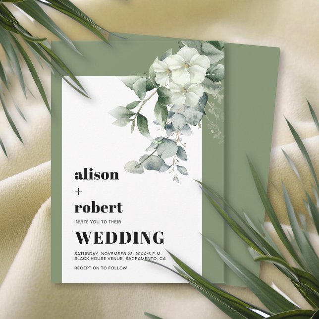Invitación Marco con eucalipto y boda de flores blancas (Subido por el creador)