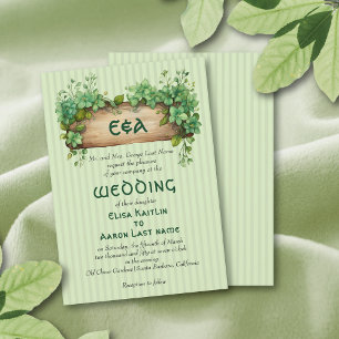 Invitación Marco con las iniciales boda del Día de San Patric