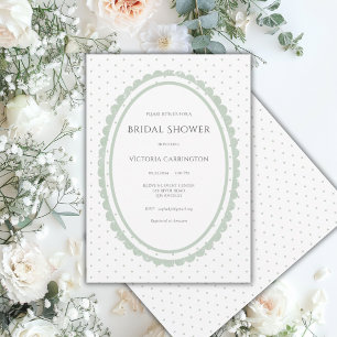Invitación Marco con volutas en verde salvia para fiesta de c