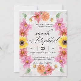 Invitación Marco Dahlia rosa boda acuarela