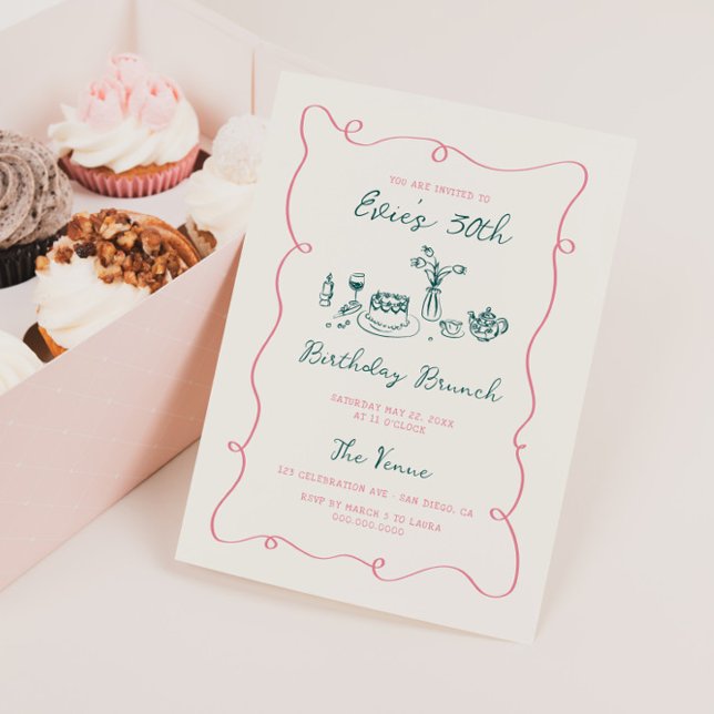Invitación Marco de acristalamiento de brunch de cumpleaños d (Subido por el creador)