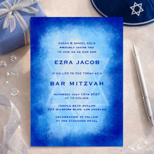 Invitación Marco de acuarela azul Estrella Bar Mitzvah person