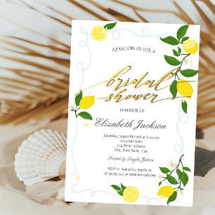 Invitación Marco de acuarela de limones para ducha de novia