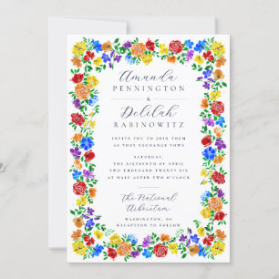 Invitación Marco de Acuarela Floral con Estilo para Boda Quee
