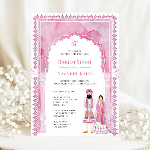 Invitación Marco de Arco de Acuarela Rosa Claro para Boda Sij