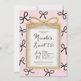 Invitación Marco de Arco Dorado Lazos Negros Pequeños Foto Sw