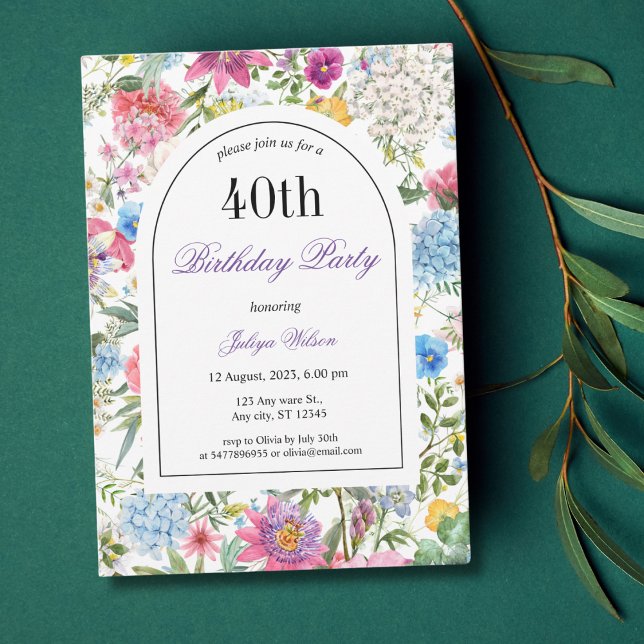 Invitación Marco de Arco Floral 40 cumpleaños (Subido por el creador)