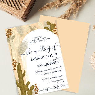 Invitación Marco de arco moderno Boho Cactus Pampas
