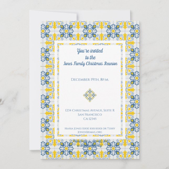 Invitación Marco de azulejos de bonito portugués para Navidad (Anverso)
