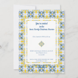 Invitación Marco de azulejos de bonito portugués para Navidad