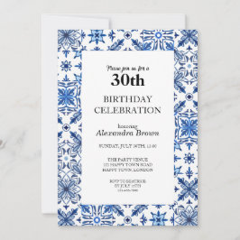Invitación Marco de Baldosa Mediterráneo Cumpleaños 30 Foto F