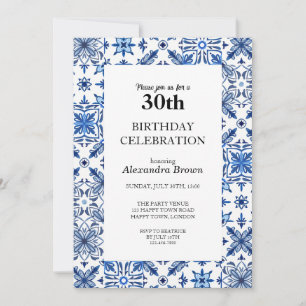 Invitación Marco de Baldosa Mediterráneo Cumpleaños 30 Foto F