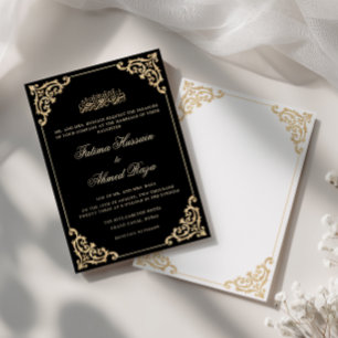 Invitación Marco de barra dorada opulento barroco Boda musulm