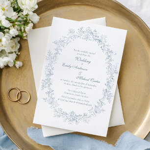 Invitación Marco de Boda azul francés vintage