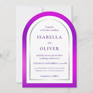 Invitación Marco de boda con gradiente de plata púrpura