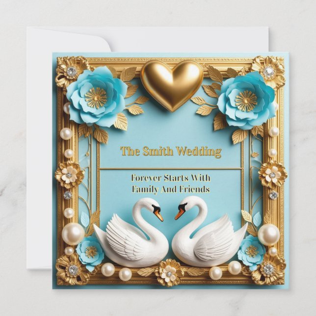 Invitación Marco de boda de cisne para decoración de boda de  (Anverso)