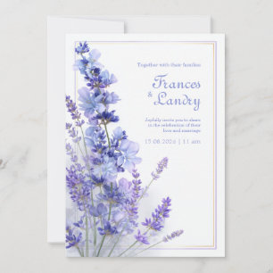 Invitación Marco de Boda de Filigrana de Oro Lavanda Periwink