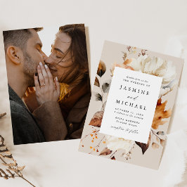 Invitación Marco de boda de foto floral de otoño rústico