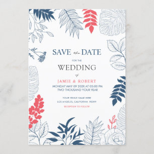 Invitación Marco de boda de hojas y flores tropicales
