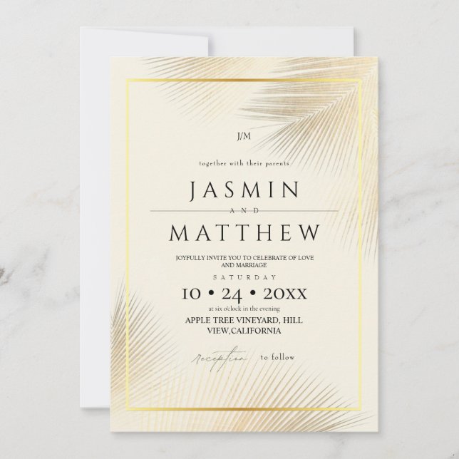 Invitación Marco de boda de playa costera moderna (Anverso)