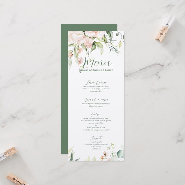 Invitación Marco de boda de rosas rosadas pastel (Anverso/Reverso In Situ)