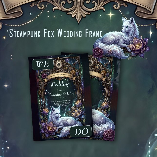 Invitación Marco de boda de zorro steampunk.  (Subido por el creador)