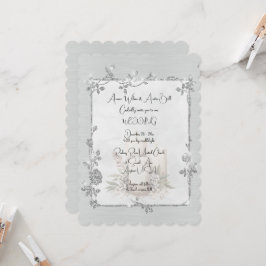 Invitación Marco de boda elegante brillante blanco