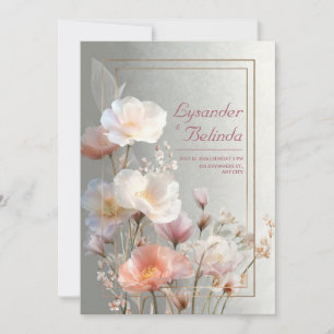 Invitación Marco de Boda en Rosa Dorado de Amapola Traslúcida
