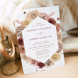 Invitación Marco de boda floral de otoño romántico