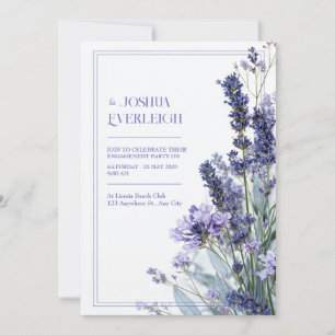 Invitación Marco de boda floral esbozado en lavanda polvorien