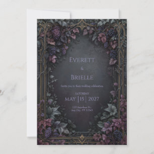 Invitación Marco de boda gótico con filigrana dorada de viñed