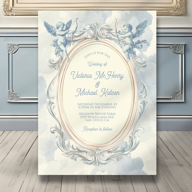 Invitación Marco de Boda humedecido cupido (Subido por el creador)