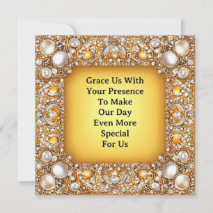 Invitación Marco de boda lujoso con perlas y gemas