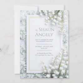 Invitación Marco de Boda Mármol Dorado Valle de Lirio Blanco