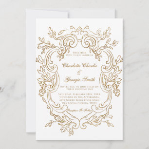 Invitación Marco de Boda Ornate de Oro Barroco Elegante