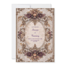 Marco de Boda Oval Floral Ciruela Dorada Barroca