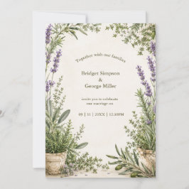 Invitación Marco de bodas botánico suave dorado