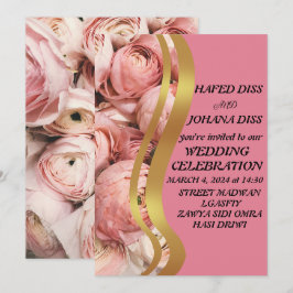 Invitación Marco de Bodas de Flores Silvestres de Hoja de Oro