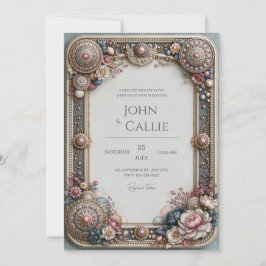 Invitación Marco de Bodas de Rosa Polvorienta Heirloom