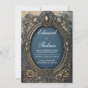 Invitación Marco de bodas ovalado dorado ornamentado victoria