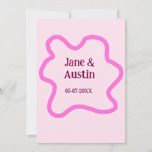 Invitación Marco de borde de boda retro pastel rosa nombre fe