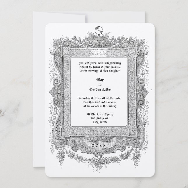 Invitación Marco de borde de época victoriana ornamentada par (Anverso)