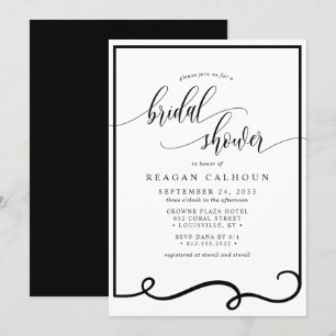 Invitación Marco de Caligrafía Moderna Negro Blanco Despedida