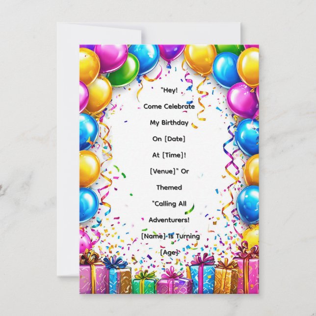 Invitación Marco de celebración de cumpleaños colorido (Anverso)