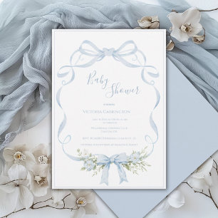 Invitación Marco de cinta azul elegante arco de regalo para b